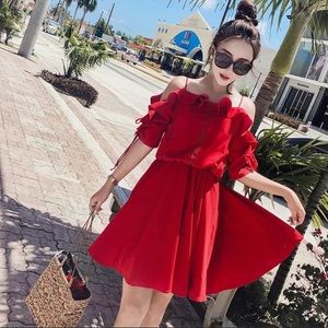 Red Off the Shoulder Dress